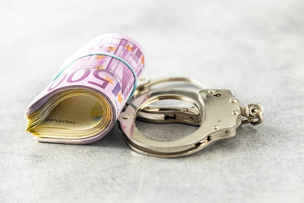 Euro Banknotes Handcuffs — Stock Photo, Image