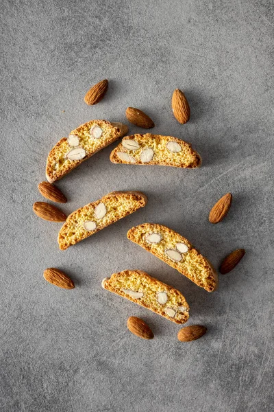 Italienische Cantuccini Kekse Süße Getrocknete Kekse Mit Mandeln Auf Dem — Stockfoto