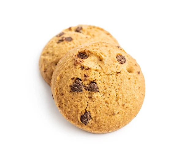 Söta Chokladkakor Cookies Isolerade Vit Bakgrund — Stockfoto
