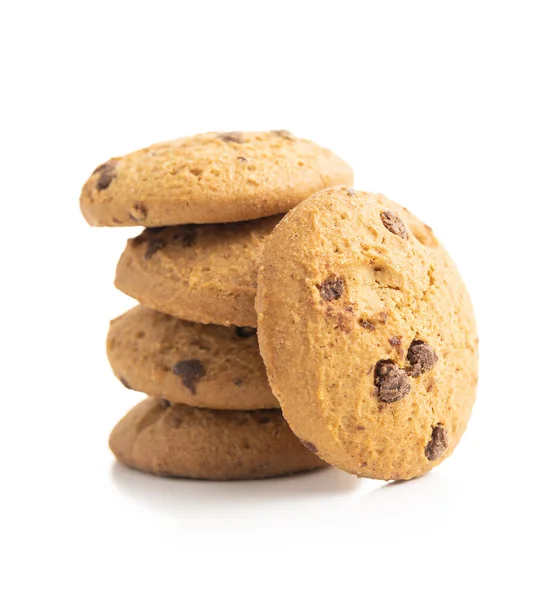 Zoete Chocoladekoekjes Cookies Geïsoleerd Witte Achtergrond — Stockfoto