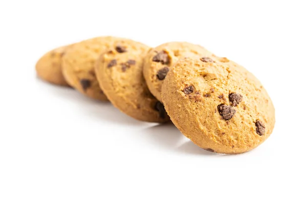 Biscoitos Chocolate Doce Cookies Isolados Sobre Fundo Branco — Fotografia de Stock