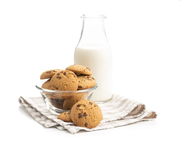 Sladké Čokoládové Sušenky Kostkovaném Ubrousku Cookies Izolované Bílém Pozadí — Stock fotografie