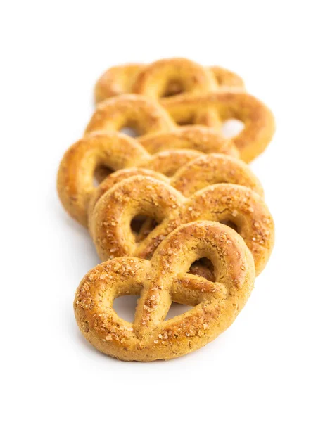 Galletas Dulces Forma Pretzel Aislado Sobre Fondo Blanco —  Fotos de Stock