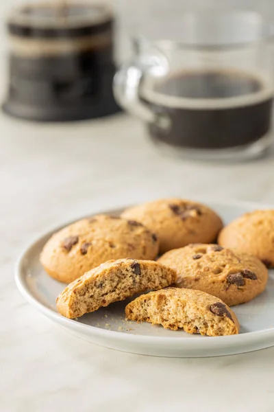 Biscuits Chocolat Doux Biscuits Savoureux Sur Assiette — Photo