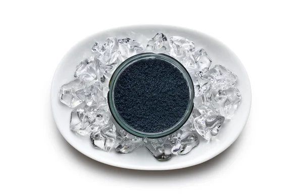 Black caviar in jar — Stock Photo, Image