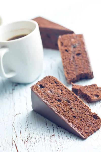 Sacher cake and coffee — Stock Photo, Image