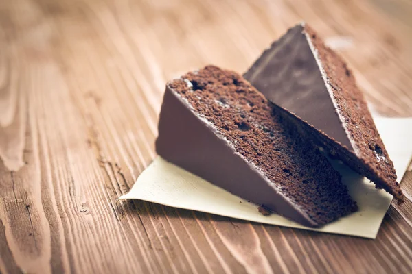 Portion of sacher cake — Stock Photo, Image