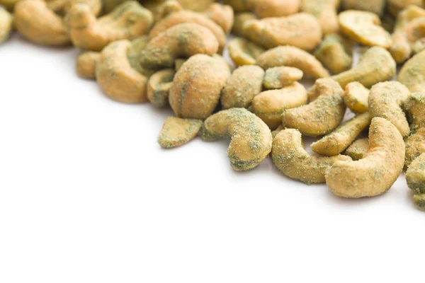 Cashew nuts coated wasabi — Stock Photo, Image