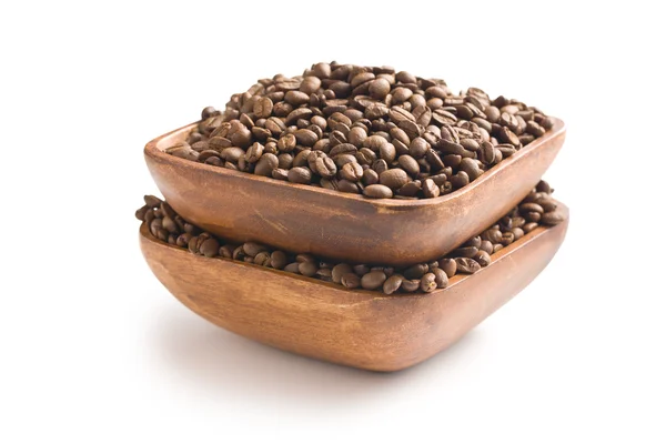 Coffee beans in wooden bowl — Stock Photo, Image