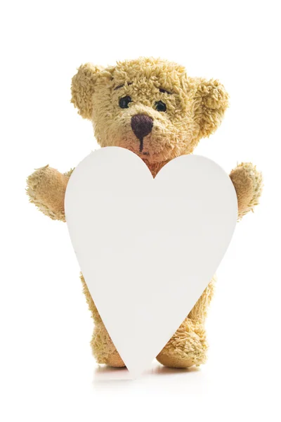 Ursinho de pelúcia com coração — Fotografia de Stock