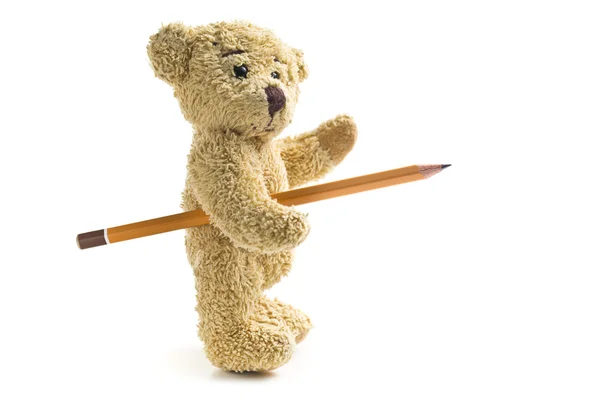 用铅笔玩具熊 — 图库照片