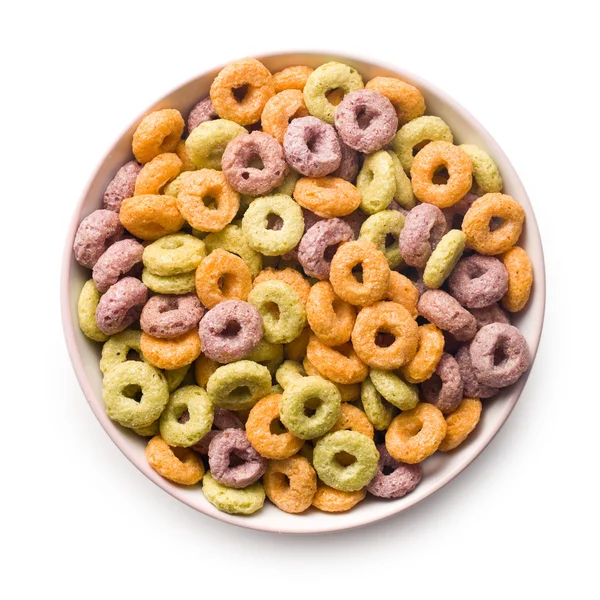 Colorful cereal rings in bowl — Stock Photo, Image