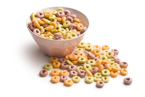 Colorful cereal rings in bowl — Stock Photo, Image