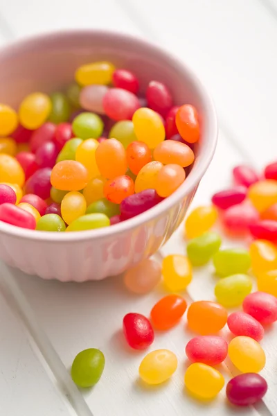 Jelly beans in kom — Stockfoto