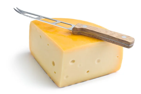 Edam cheese and knife — Stock Photo, Image