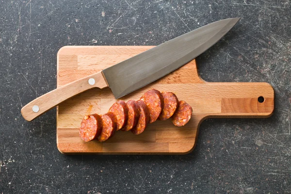 Sliced dried sausages — Stock Photo, Image