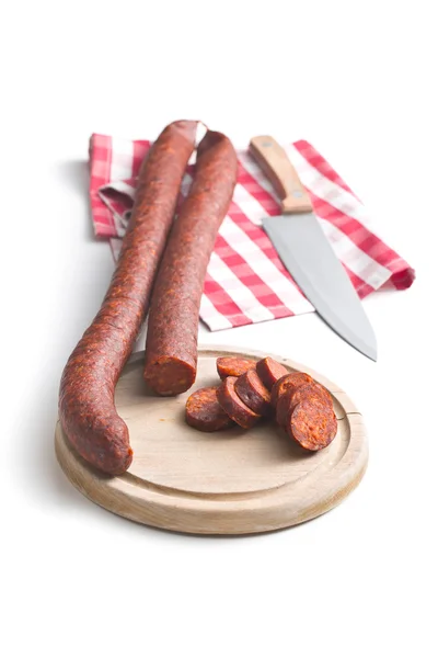 Sliced dried sausages — Stock Photo, Image