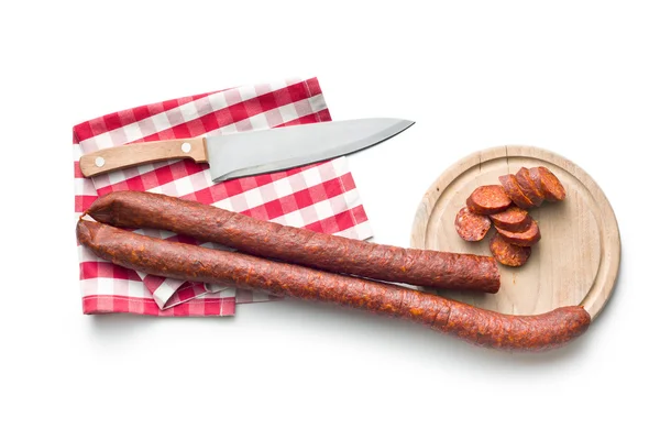 Sliced dried sausages — Stock Photo, Image