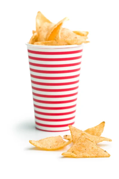 Chips de tortilla en taza de papel — Foto de Stock