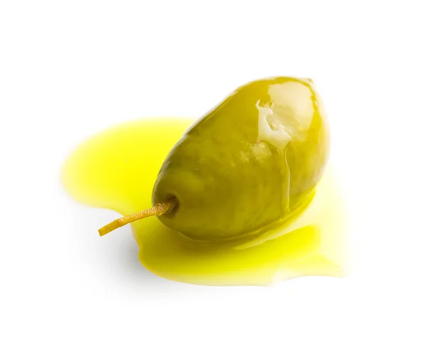 Aceituna verde y aceite de oliva — Foto de Stock