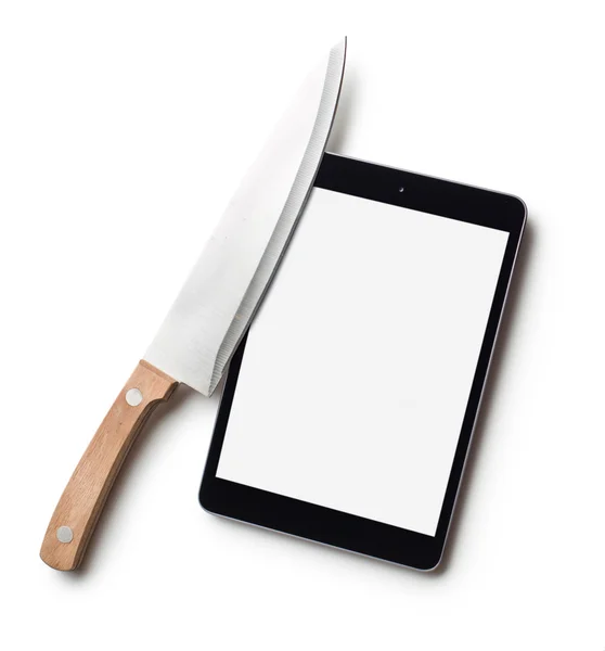 Tablet und Messer — Stockfoto