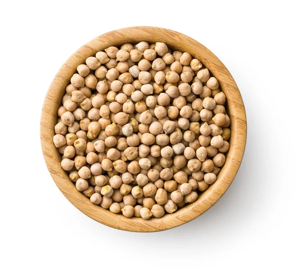 Uncooked chickpeas in bowl — Stock Photo, Image