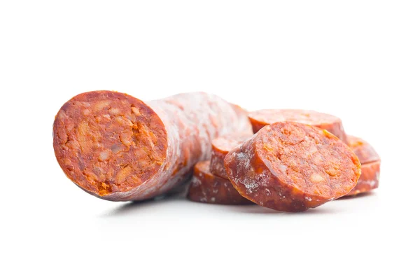 Saucisse de chorizo tranchée — Photo