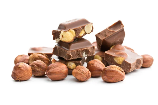 Zoete chocolade met hazelnoten — Stockfoto