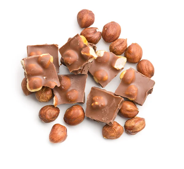 Sweet chocolate with hazelnuts — Stock Photo, Image