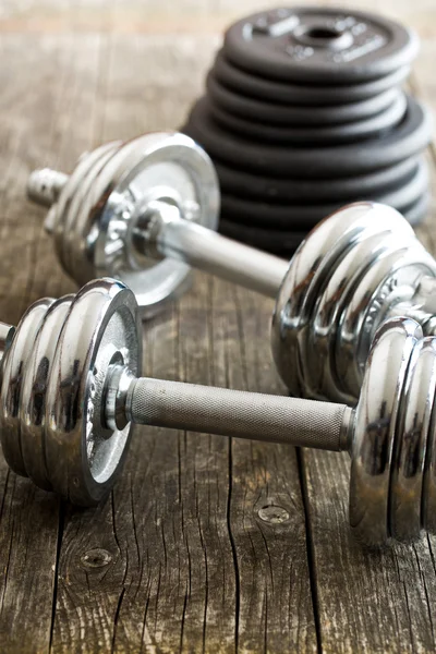 The iron dumbbells — Stock Photo, Image