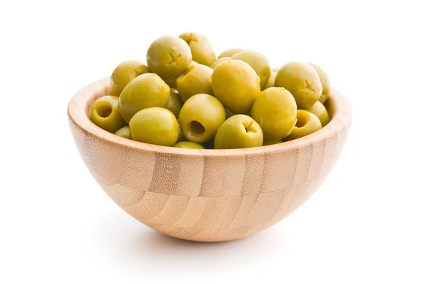 Aceitunas verdes sin hueso en un tazón —  Fotos de Stock