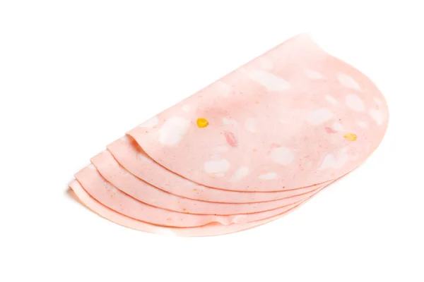 Sosis Mortadella dilimleri — Stok fotoğraf