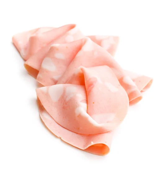 Rodajas de salchicha Mortadella — Foto de Stock