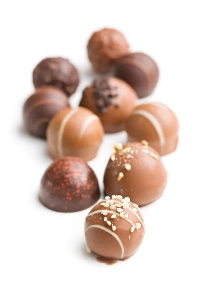 Různé čokoládové pralinky — Stock fotografie