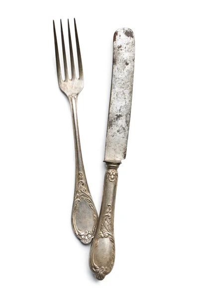 Old vintage knife and fork — Stock Photo, Image