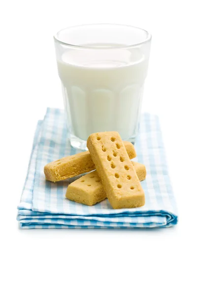 Dedos de pan corto con leche — Foto de Stock