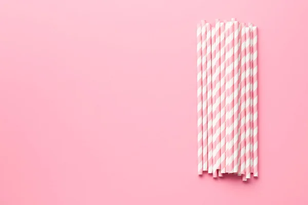 Pink striped straws — Stock Photo, Image