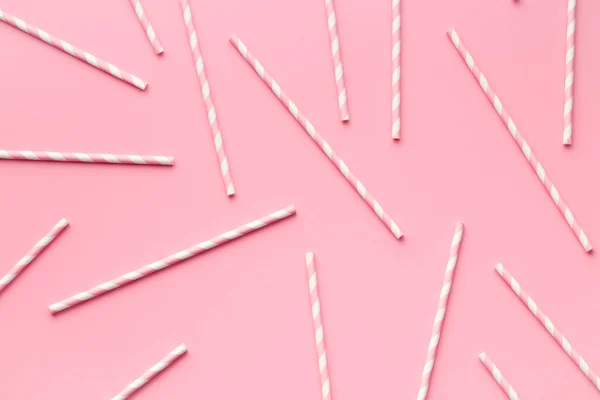 Pink striped straws — Stock Photo, Image