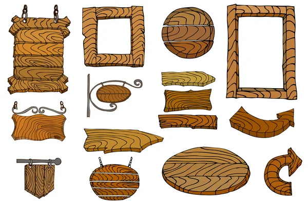 Conjunto de señales de madera — Vector de stock