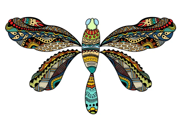 Ornate zentangle dragonfly — Stock Vector