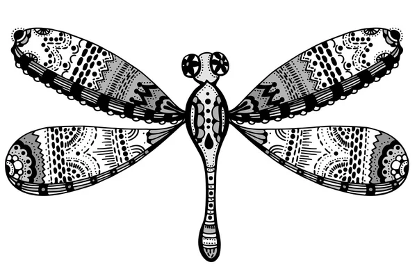 Zentangle libélula estilizada — Vector de stock