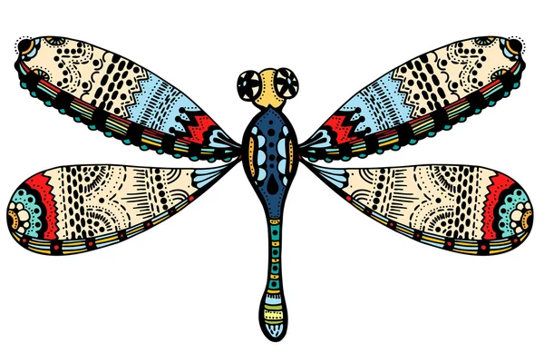 Ornate zentangle dragonfly — Stock vektor