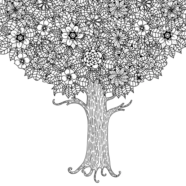 Árbol con hojas — Vector de stock