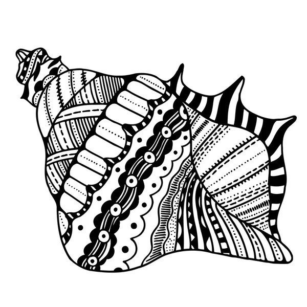 Shell bergaya Zentangle - Stok Vektor