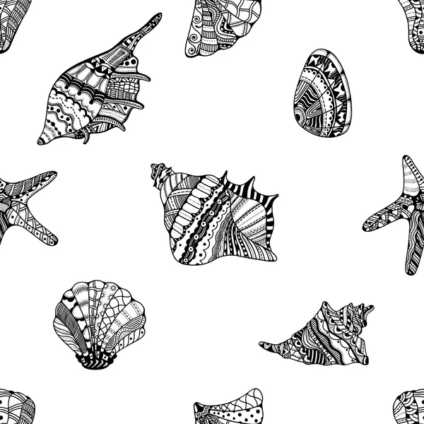 Seashell seamless pattern — Stock Vector