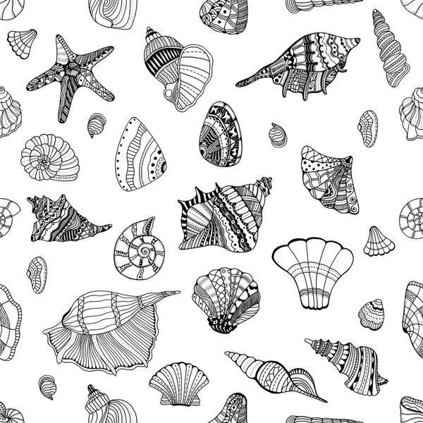 Seashell seamless pattern — Stock Vector