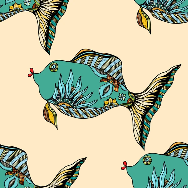 초록 물고기의 배경 — 스톡 벡터