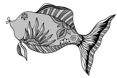 çiçek öğeleri ile balık