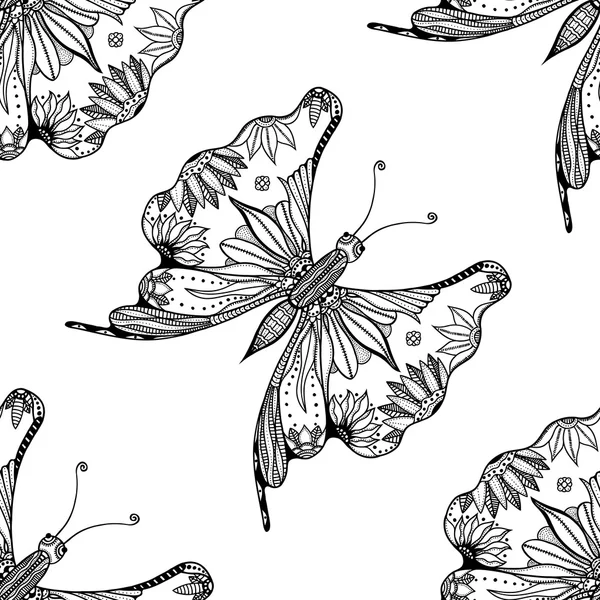 Vzorek s motýly — Stockový vektor