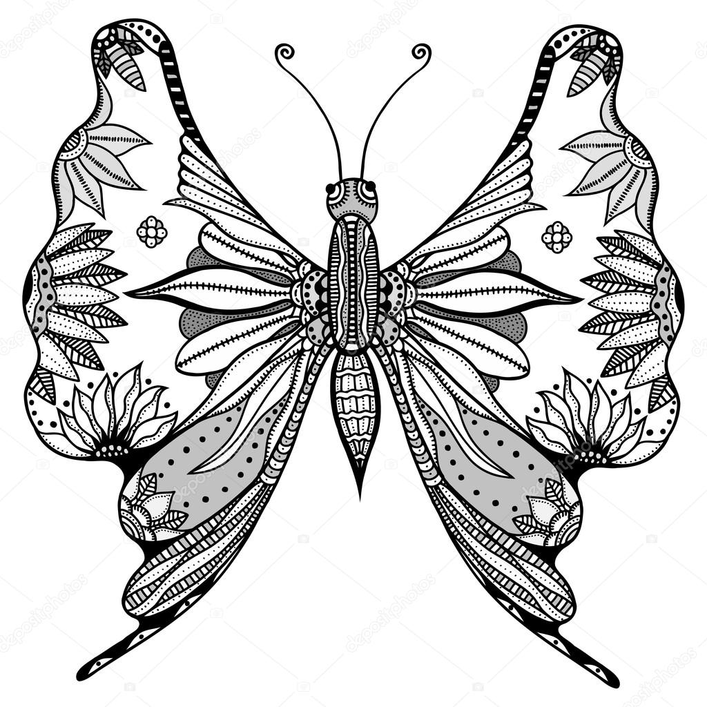 Zentangle stylized butterfly